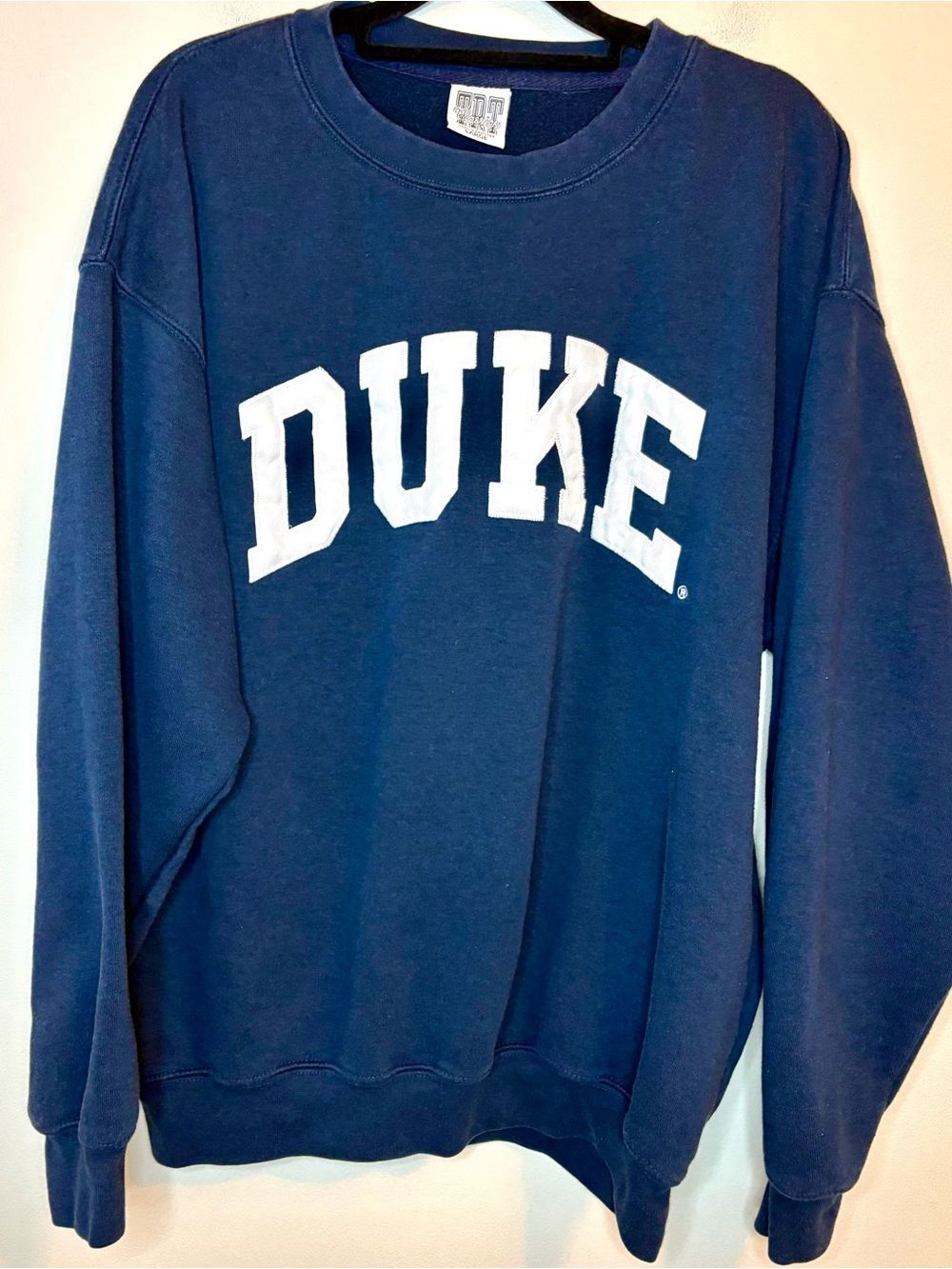 Vintage Duke University Sweatshirt Large Navy USA Made Applique 90s NCAA